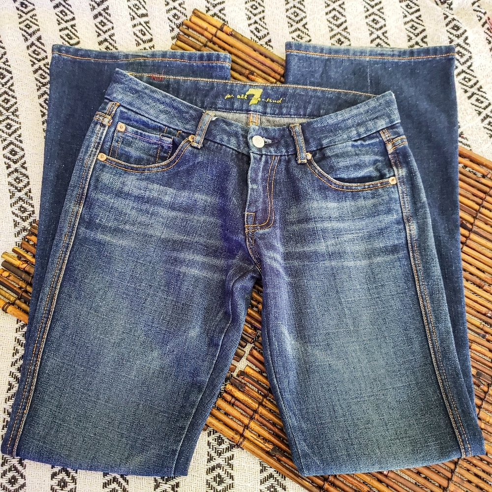 7FAM 7 FOR ALL MANKIND A POCKET 27 LONG WIDE LEG DENIM JEANS